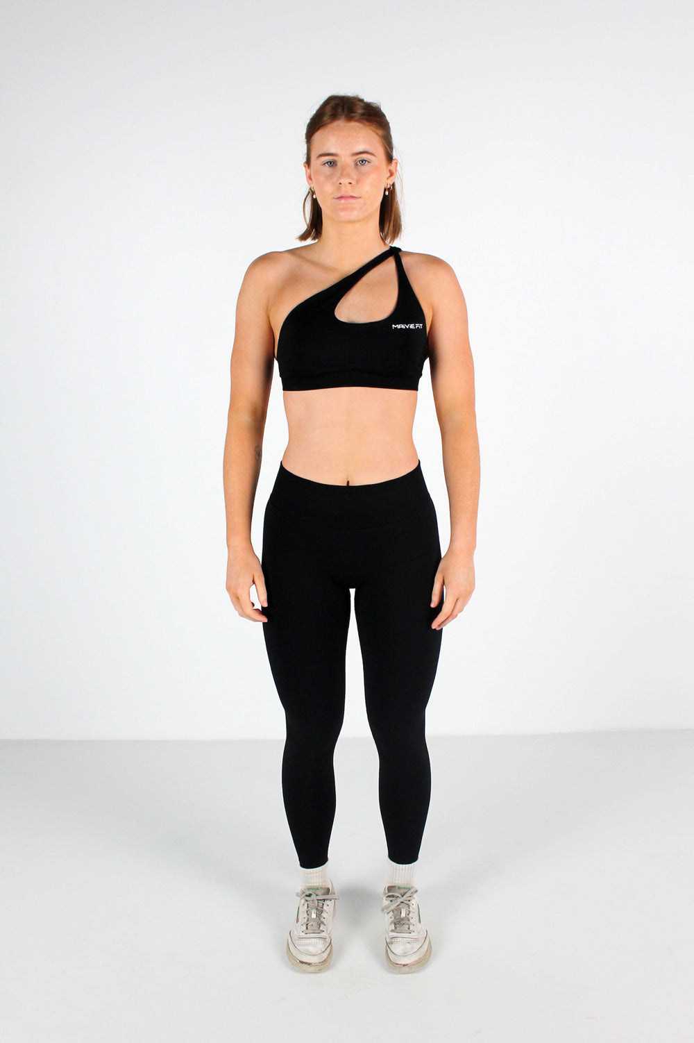 Maivie Fit Cross Crop and Signature Scrunch Leggings in Deep Black