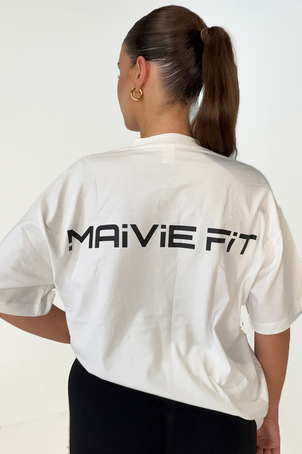 Maivie Fit Essential Tee in White Back View