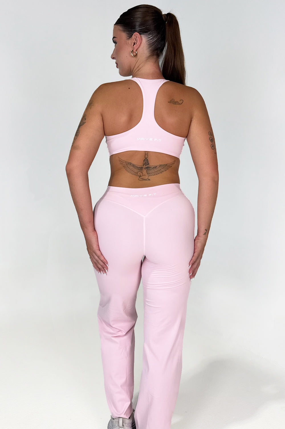 Maivie Fit Shape Crop and Flares in Baby Pink Rear View
