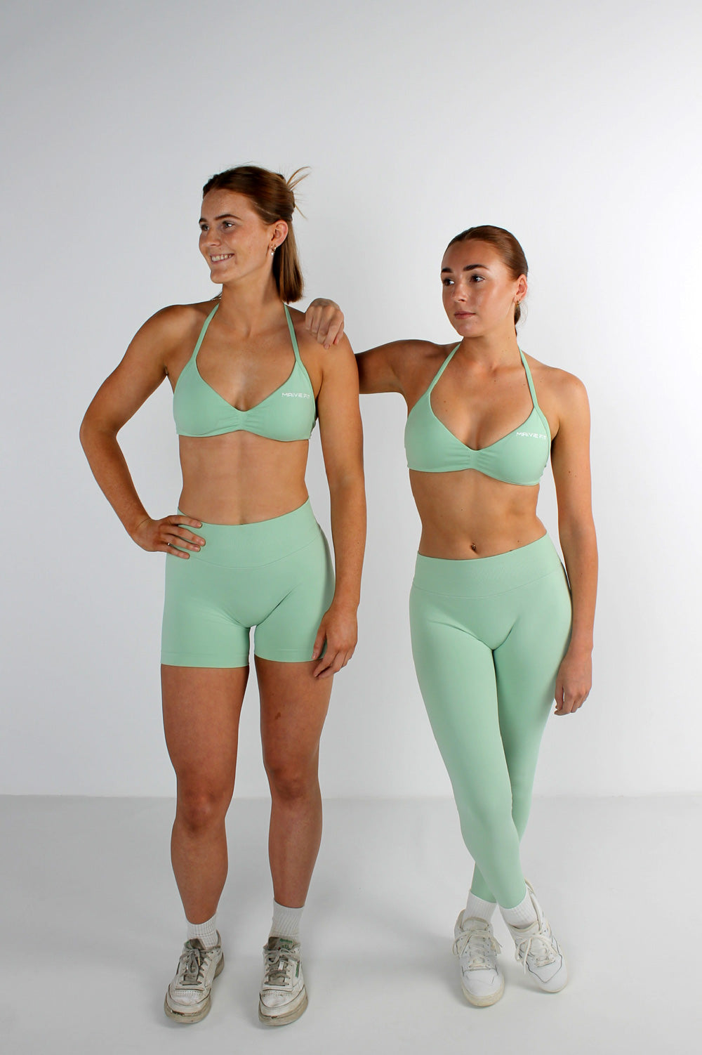 Maivie Fit Halter Crop, Shorts and Leggings in Lemongrass