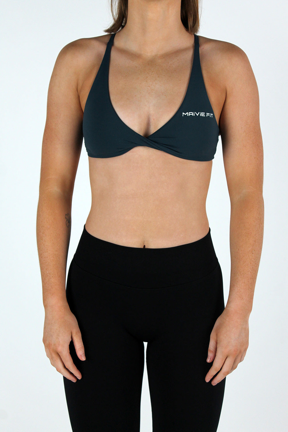 Maivie Fit Twist Crop in Ocean Jade