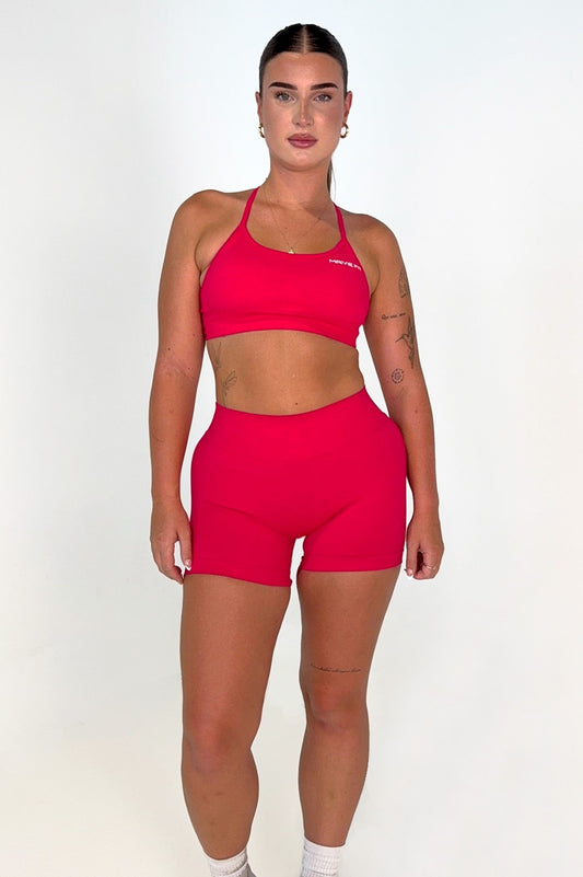 MAIVIE FIT Core Crop in Strawberry with Matching Shorts