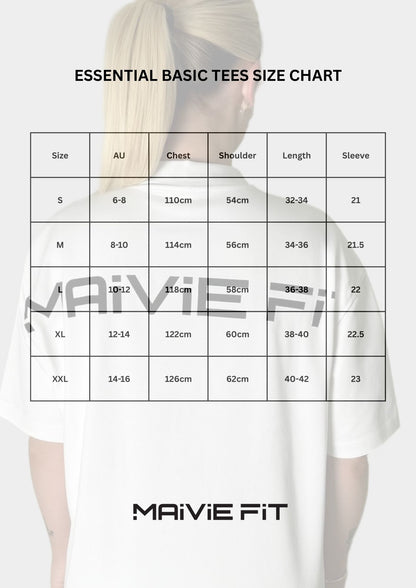 MAIVIEFIT ESSENTIAL BASIC TEE SIZE CHART