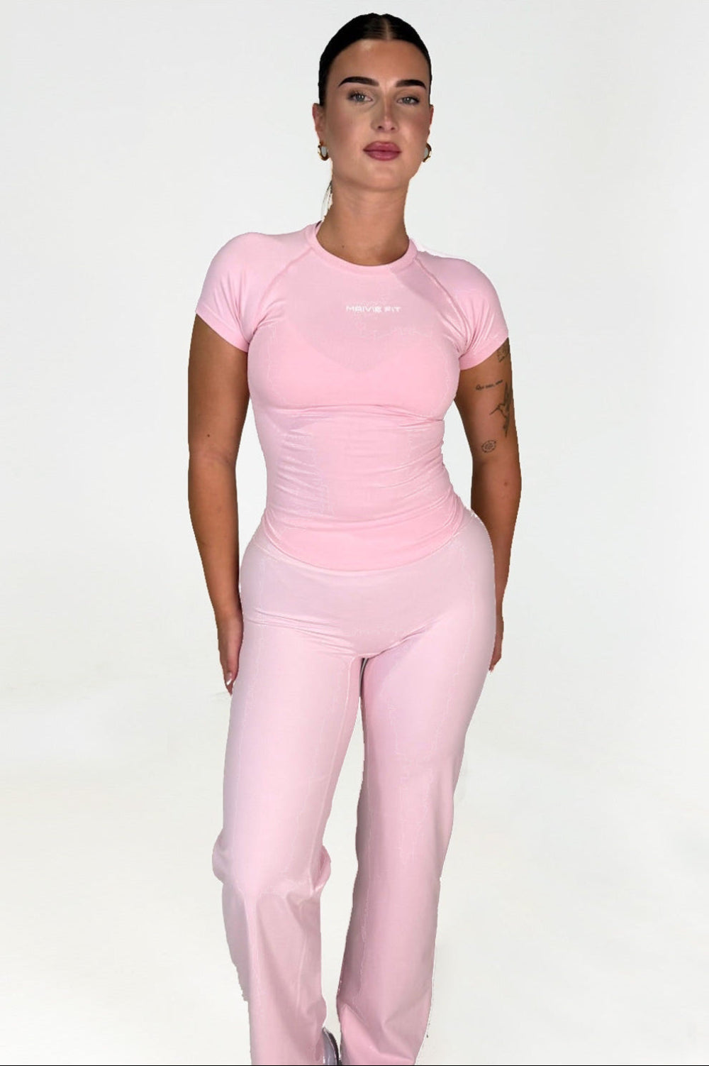 Maivie Fit Flares in Baby Pink with matching Crop