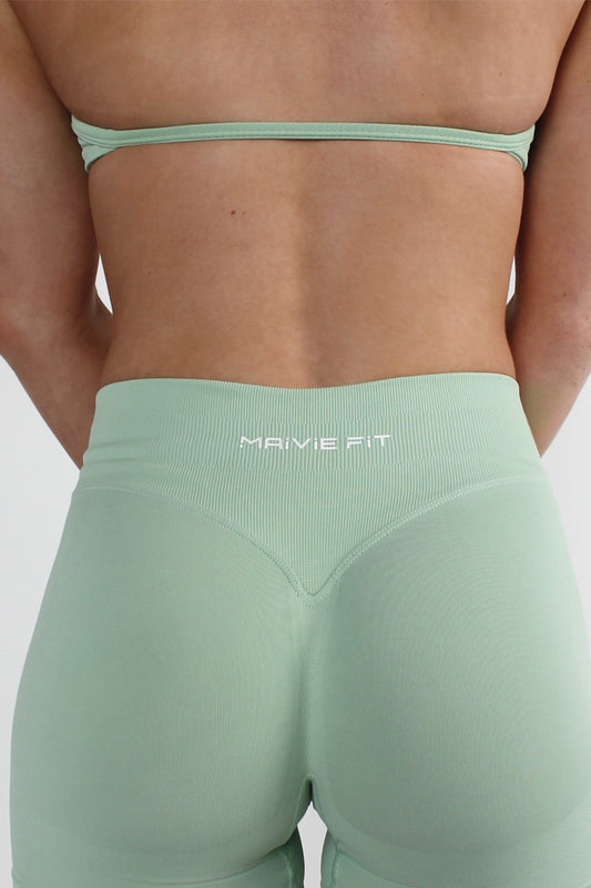 Maivie Fit Signature Scrunch Shorts and Halter Crop in Lemongrass